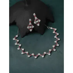 Zeneme Rhodium Plated AD Studded Jewellery Set-picture-48