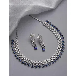 Zeneme Rhodium Plated AD Studded Jewellery Set-picture-17