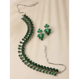 Zeneme Rhodium Plated AD Studded Jewellery Set-picture-23