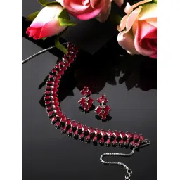 Zeneme Rhodium Plated AD Studded Jewellery Set-picture-25