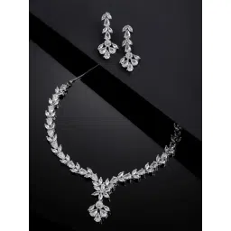 Zeneme Rhodium Plated AD Studded Jewellery Set-picture-40