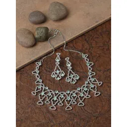 Zeneme Rhodium Plated AD Studded Jewellery Set-picture-22