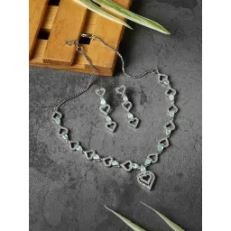 Zeneme Rhodium Plated AD Studded Jewellery Set-picture-13