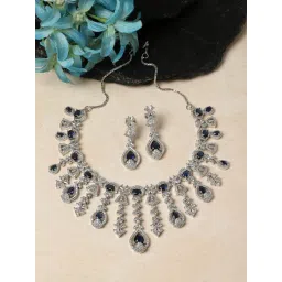 Zeneme Rhodium Plated AD Studded Jewellery Set-picture-29