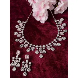 Zeneme Rhodium Plated AD Studded Jewellery Set-picture-16