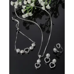 Zeneme Rhodium Plated AD Studded Jewellery Set-picture-10