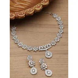 Zeneme Rhodium Plated AD Studded Jewellery Set-picture-10