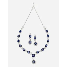 ZENEME Rhodium-Plated AD-Studded Jewellery Set image 2