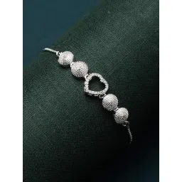 Zeneme Rhodium Plated American Diamond Studded Heart Shaped Adjustable Bracelet-picture-13
