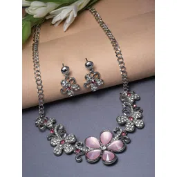 ZENEME Rhodium-Plated American Diamonds Studded Jewellery Set-picture-30