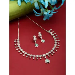 Zeneme Rhodium Plated Brass AD Jewellery Set-picture-23