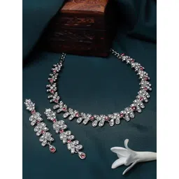 ZENEME Rhodium-Plated CZ Jewellery Set-picture-35