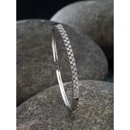 Zeneme Rhodium Plated Silver Toned American Diamond Studded Contemporary Bracelet-picture-12