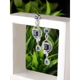 ZENEME Rhodium-Plated Square Drop Earrings-picture-40