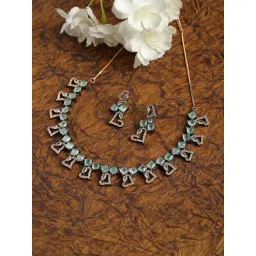 Zeneme Rose Gold Plated AD Studded Jewellery Set-picture-44