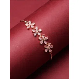 ZENEME Rose Gold-Plated American Diamond Link Bracelet-picture-19