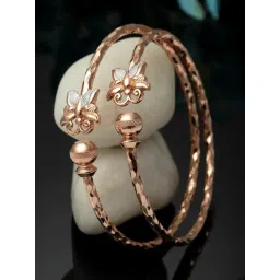 Zeneme Rose Gold Plated Butterfly Cuff Bracelets Openable Kada Bangles for Women Set of 2-picture-39