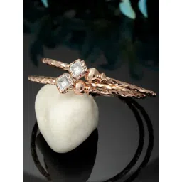 Zeneme Rose Gold Plated CZ Crystal Bracelets Openable Kada Bangles for Women Set of 2-picture-44