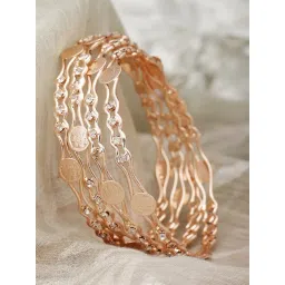 Zeneme Rose Gold Plated CZ Studded Bangles for Women Set of 4-picture-22