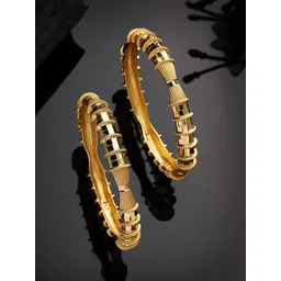 ZENEME Set Of 2 Gold Plated Bangles-picture-16