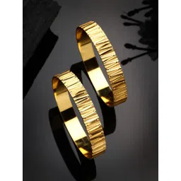 ZENEME Set Of 2 Gold-Plated Traditional Kada Style Textured Bangles-picture-20