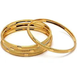 zeneme Set Of 4 Gold-Plated Classic Textured Handcrafted Bangles-picture-12
