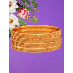 ZENEME Set Of 4 Gold-Plated Textured Bangles-picture-21