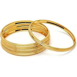 zeneme Set Of 4 Gold-Plated Traditional Dual Toned Gold & Silver Handcrafted Classic Bangles For Girls and Women-picture-24