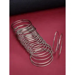 Zeneme Silver Plated Oxidised Minimal Bangles for Women Set of 24-picture-37