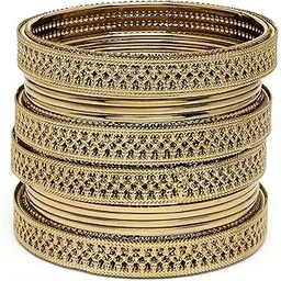 zeneme Traditional Gold-Plated Bangles Set Of 12 For Girls And Women|Combo Set-picture-12