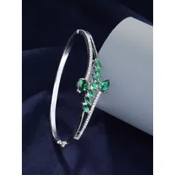 ZENEME Women Brass American Diamond Rhodium-Plated Bangle-Style Bracelet-picture-16