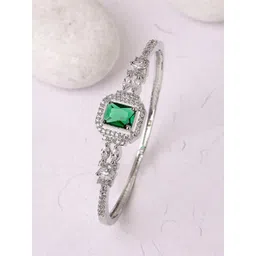 ZENEME Women Brass American Diamond Rhodium-Plated Bangle-Style Bracelet-picture-33