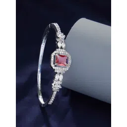 ZENEME Women Brass American Diamond Rhodium-Plated Bangle-Style Bracelet-picture-10