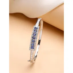 ZENEME Women Brass American Diamond Rhodium-Plated Bangle-Style Bracelet-picture-15