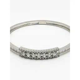 ZENEME Women Brass American Diamond Rhodium-Plated Bangle-Style Bracelet image 3