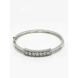 ZENEME Women Brass American Diamond Rhodium-Plated Bangle-Style Bracelet image 2