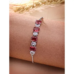 ZENEME Women Brass American Diamond Rhodium-Plated Wraparound Bracelet-picture-25