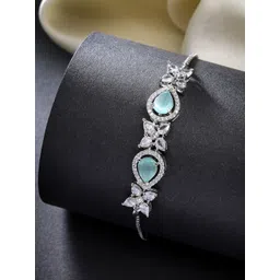 ZENEME Women Brass American Diamond Rhodium-Plated Wraparound Bracelet-picture-28