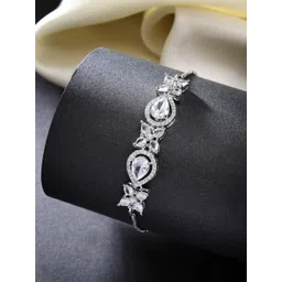 ZENEME Women Brass American Diamond Rhodium-Plated Wraparound Bracelet-picture-29