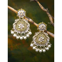 ZENEME Yellow Peacock Shaped Chandbalis Earrings-picture-22