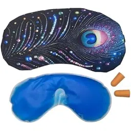 Zenkova peacock feather Sleep Mask Set with Gel Eye Mask & Earplugs – Eye Mask for Sleeping, Travel & Headache Relief – Hot Cold Gel Pack for Puffy Eyes – Relaxation Kit for Women & Men(Free Ear Plugs)(1 face mask)-picture-11