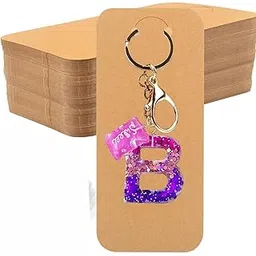 Zenomia Keyring Jewelry Display Card, Decorative Keychain Kraft tag 50 Pcs, 5.9 x 2 Inch-picture-16