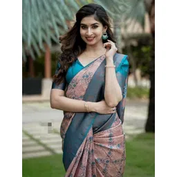 Zenophily Floral Printed Zari Art Silk Kanjeevaram Saree-picture-40