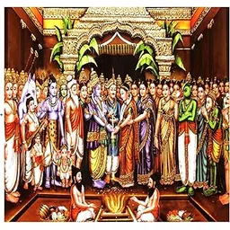 ZEONELY MART Srinivasa Kalyanam Backdrop Cloth Traditional Pooja Backdrop Cloth 8x8 feet (Balaji kalyanam 8x8 feet) (Knit Fabric)-picture-10