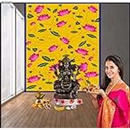 zeonely mart Wedding Backdrop Decoration Cloth Yellow Traditional Cloth House Hold,Haldi Function,Ceremonies Festivals,Size -(8x5 feet) Pooja Backdrop Decoration-picture-23