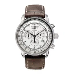 ZEPPELIN Men Silver-Toned Printed Dial & Brown Leather Straps Analogue Watch 76801-Silver-picture-34