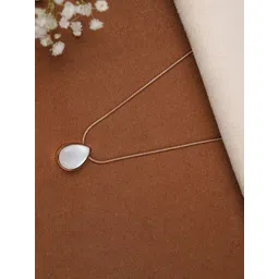 Zeraki Jewels Gold-Plated Artificial Stones Studded Teardrop Shaped Pendant With Chain-picture-19