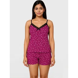 ZERJAMA Floral Printed Shoulder Straps Night suit-picture-40