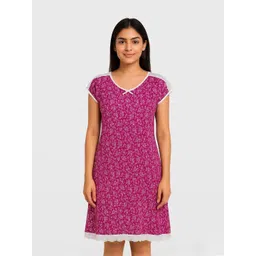 ZERJAMA Pink Modal Nightdress-picture-27