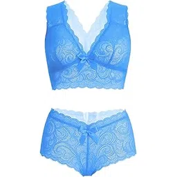 zerjama Women’s Non-Padded Bra & Panty Lingerie Set Low Waist Half Cup Bikini Panties Lace Brief, Innerwear Regular TE-06045-picture-24